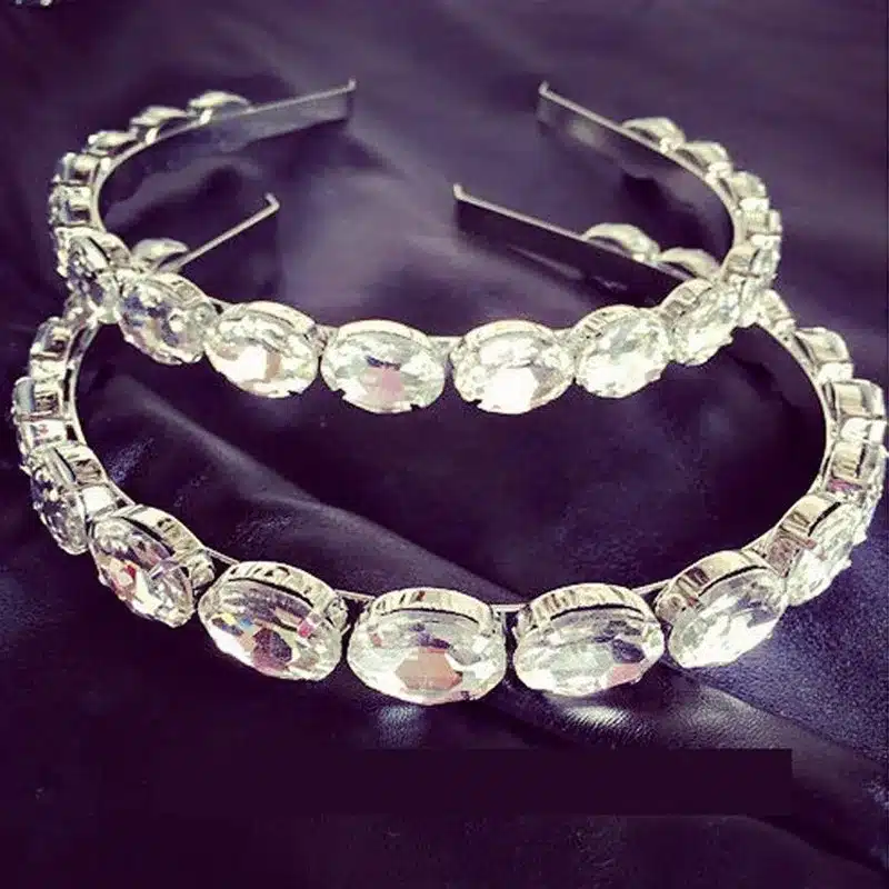 Fashion Trendy Chic Silver Color Clear Crystal Headband Women Rhinestone Hairband Luxury Bridal Baroque Hair Jewelry For Women 10