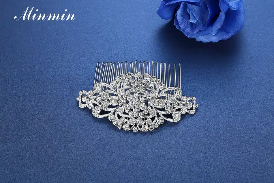 Minmin Floral Crystal Hair Combs Wedding Hair Accessories Hair Jewelry for Women Bridal Hairpins Tiara for Brides FS069 22