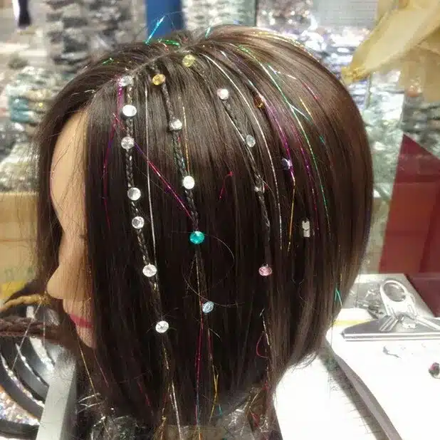 Newest Gem hair extension hair jewelry crystal flash trendy bride hair maker colorful decoration acrylic glass stone women girls 3