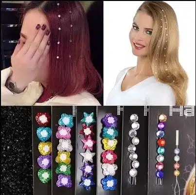 Newest Gem hair extension hair jewelry crystal flash trendy bride hair maker colorful decoration acrylic glass stone women girls 2
