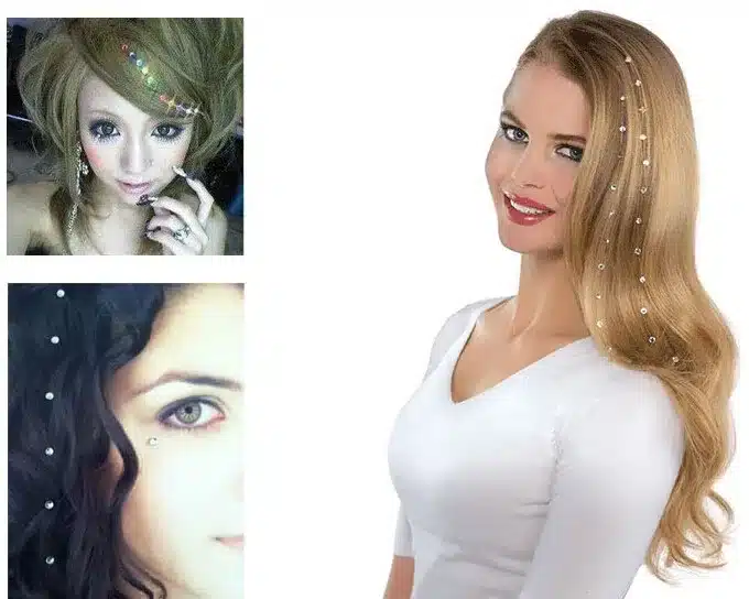 Newest Gem hair extension hair jewelry crystal flash trendy bride hair maker colorful decoration acrylic glass stone women girls 4