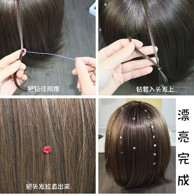 Newest Gem hair extension hair jewelry crystal flash trendy bride hair maker colorful decoration acrylic glass stone women girls 14