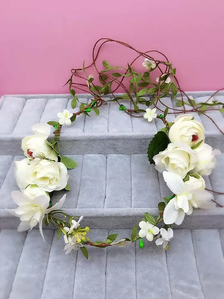 Bride flower wreath headdress ornaments Kids party floral garlands bride headdress flower hair band photography jewelry flower 11