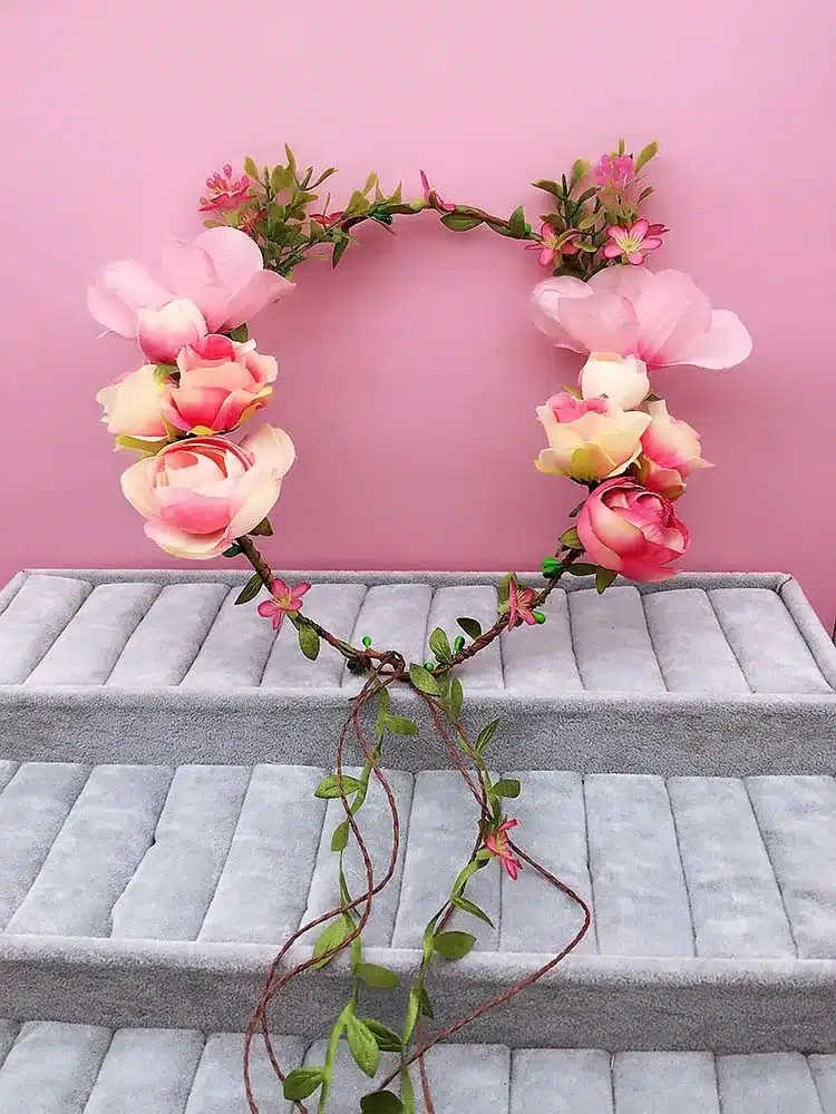 Bride flower wreath headdress ornaments Kids party floral garlands bride headdress flower hair band photography jewelry flower 13