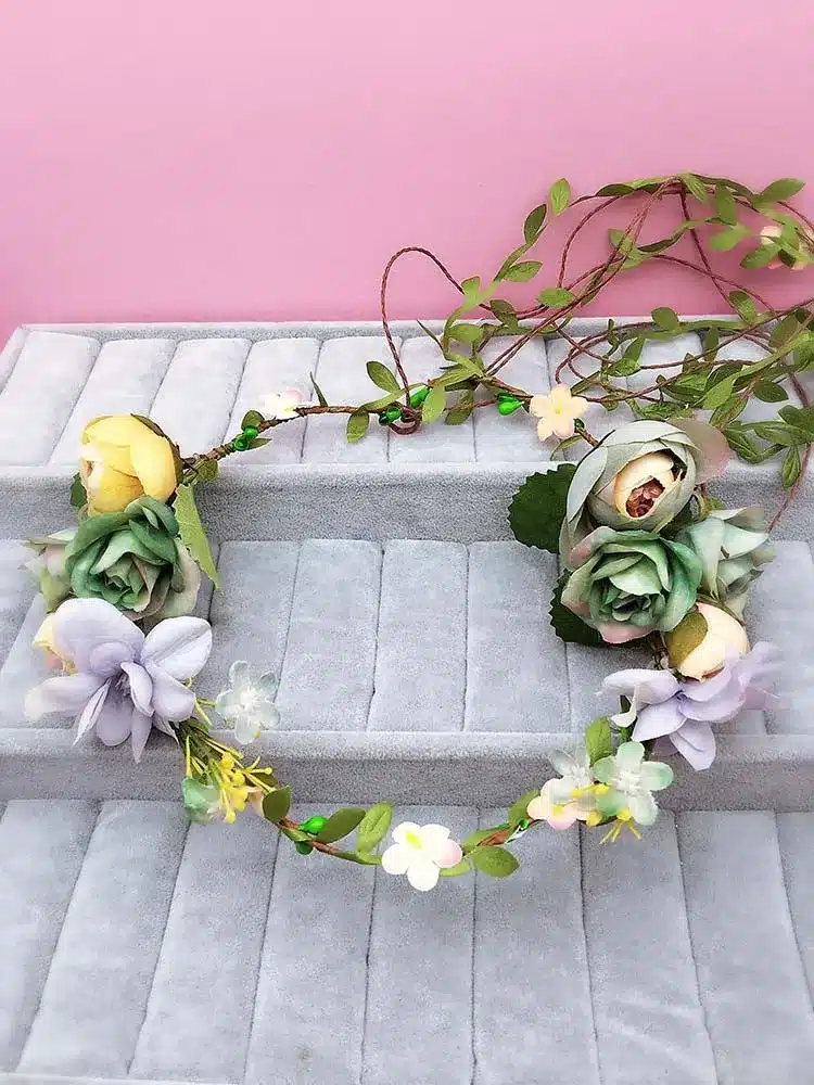 Bride flower wreath headdress ornaments Kids party floral garlands bride headdress flower hair band photography jewelry flower 15