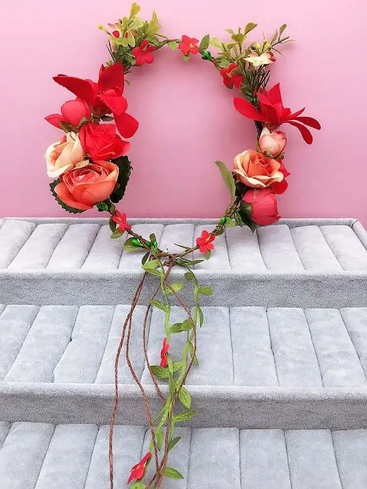 Bride flower wreath headdress ornaments Kids party floral garlands bride headdress flower hair band photography jewelry flower 20