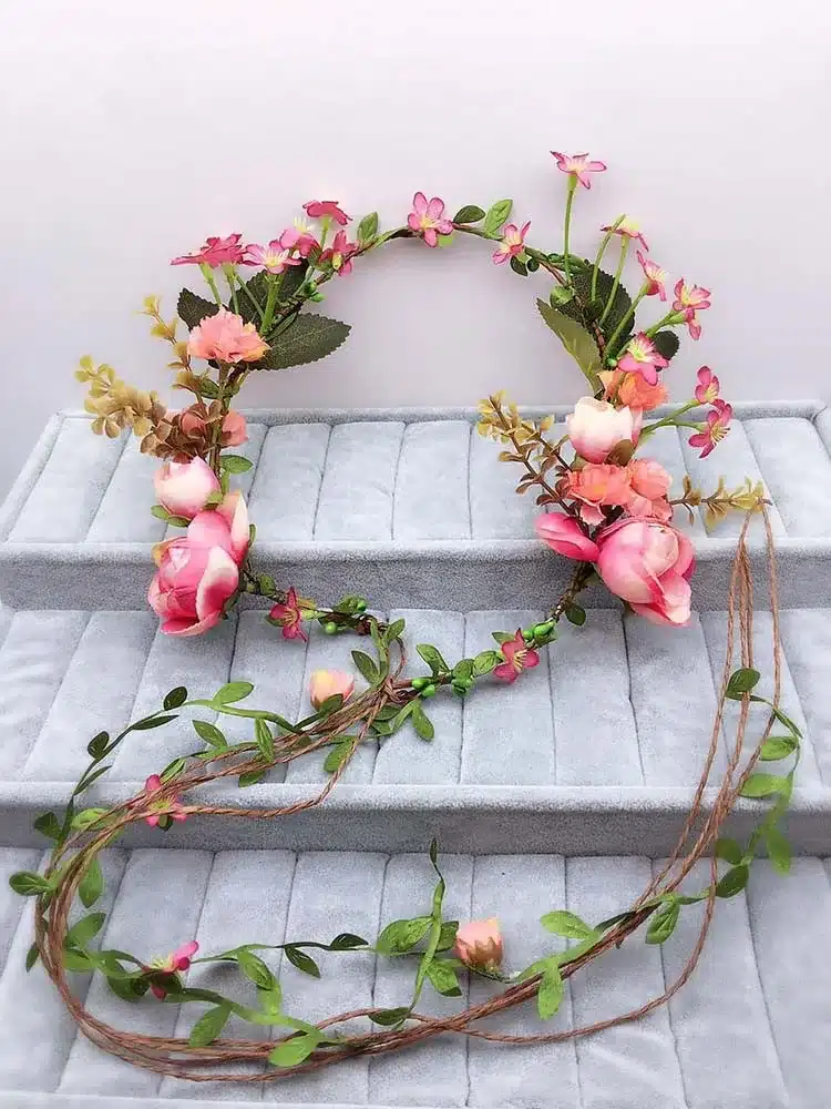 Bride flower wreath headdress ornaments Kids party floral garlands bride headdress flower hair band photography jewelry flower 21