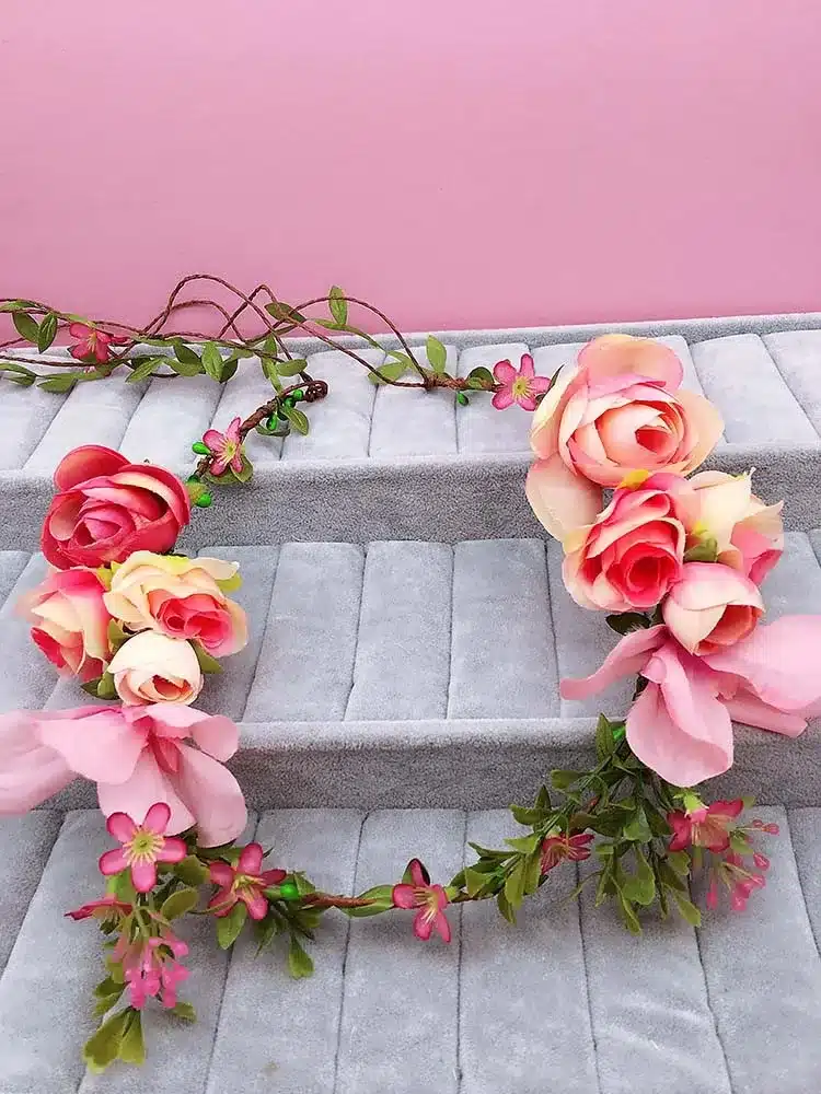 Bride flower wreath headdress ornaments Kids party floral garlands bride headdress flower hair band photography jewelry flower 22