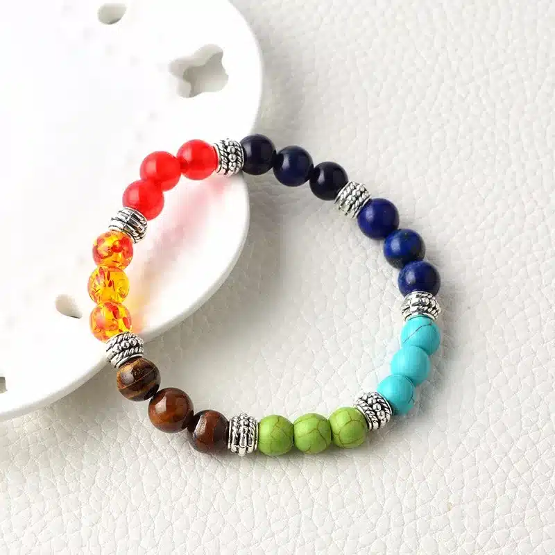 QIHE JEWELRY Multicolor 7 Chakra Healing Balance Beads Bracelet Yoga Life Energy Natural Stone Bracelet Women Men Casual Jewelry 18