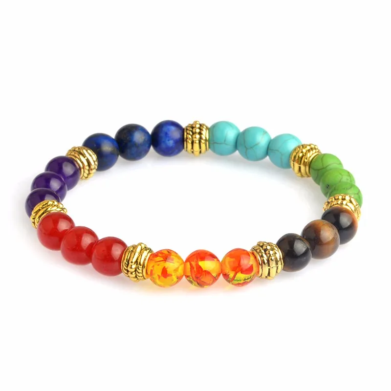 QIHE JEWELRY Multicolor 7 Chakra Healing Balance Beads Bracelet Yoga Life Energy Natural Stone Bracelet Women Men Casual Jewelry 23