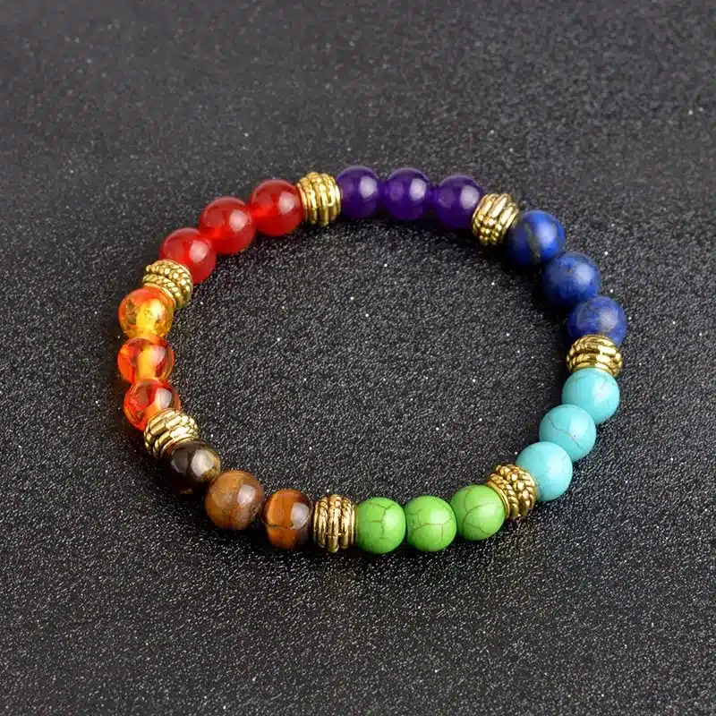 QIHE JEWELRY Multicolor 7 Chakra Healing Balance Beads Bracelet Yoga Life Energy Natural Stone Bracelet Women Men Casual Jewelry 24