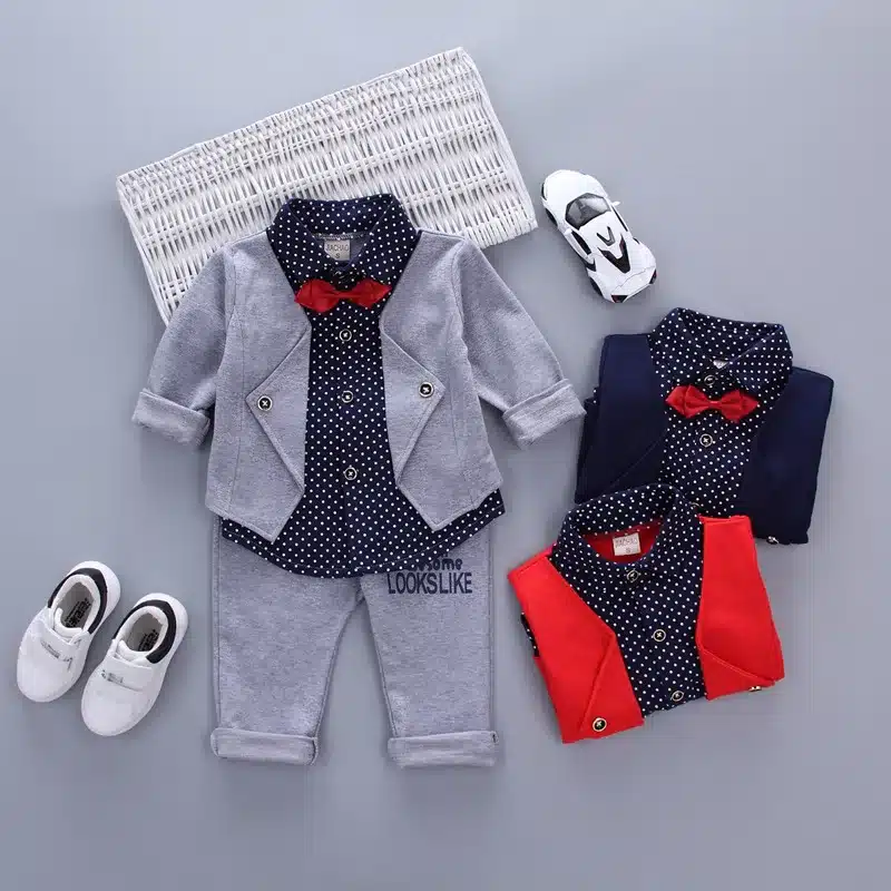Hot Sales Infant Baby Boys Sets Red Plaid Long-sleeved Shirt+ Pants 2pcs Outfits Toddlers Bow Tie Set Clothes 2017 Spring 10