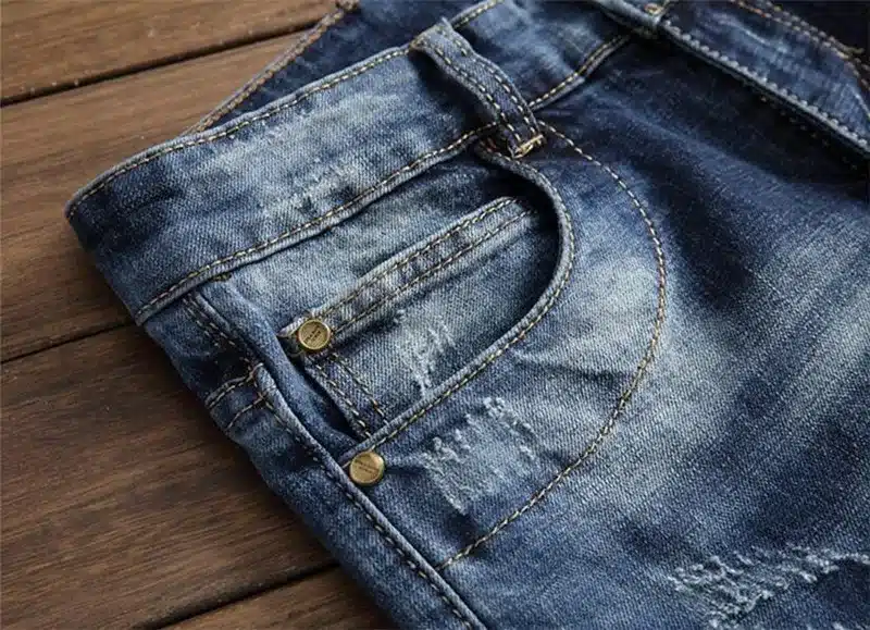 Biepa New Fashion Men's Ripped Biker Jeans Pleated Distressed Motorcycle Denim Trousers For Male Knee Zipper Slim Fit Straight 14