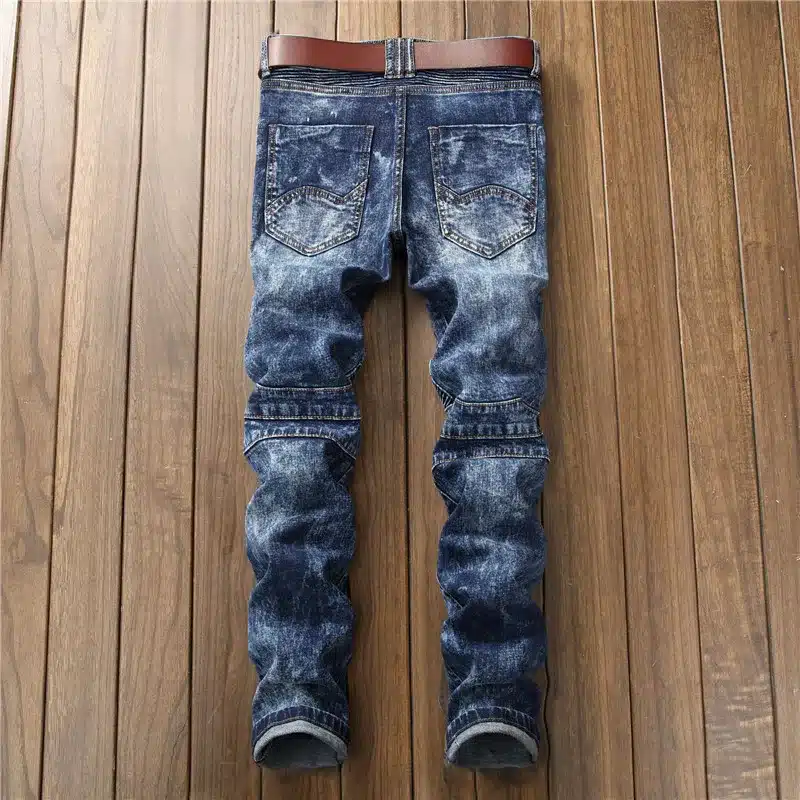 Biepa Fashion Men's Distressed Motocycle Denim Pants Slim Fit Straight Snow Biker Jeans Trousers Washed Pleated Size 29-38 10