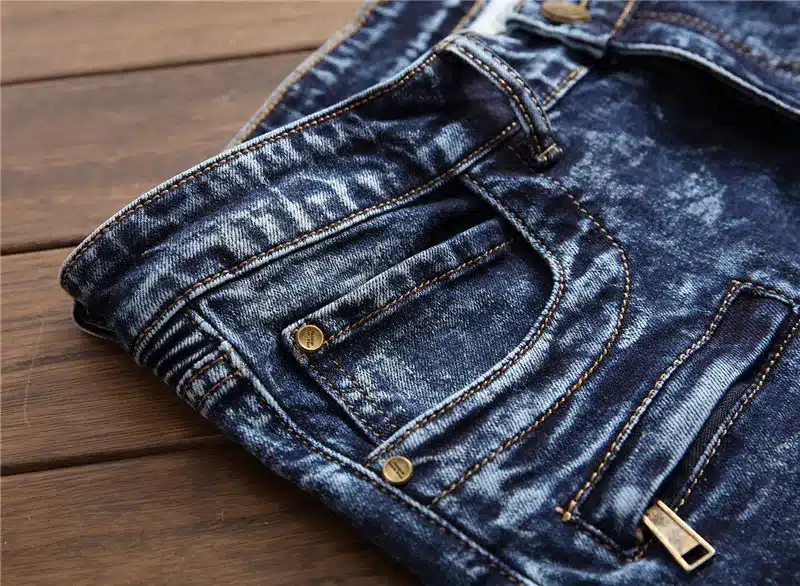 Biepa Fashion Men's Distressed Motocycle Denim Pants Slim Fit Straight Snow Biker Jeans Trousers Washed Pleated Size 29-38 11