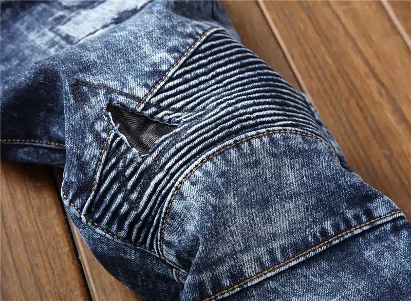 Biepa Fashion Men's Distressed Motocycle Denim Pants Slim Fit Straight Snow Biker Jeans Trousers Washed Pleated Size 29-38 14
