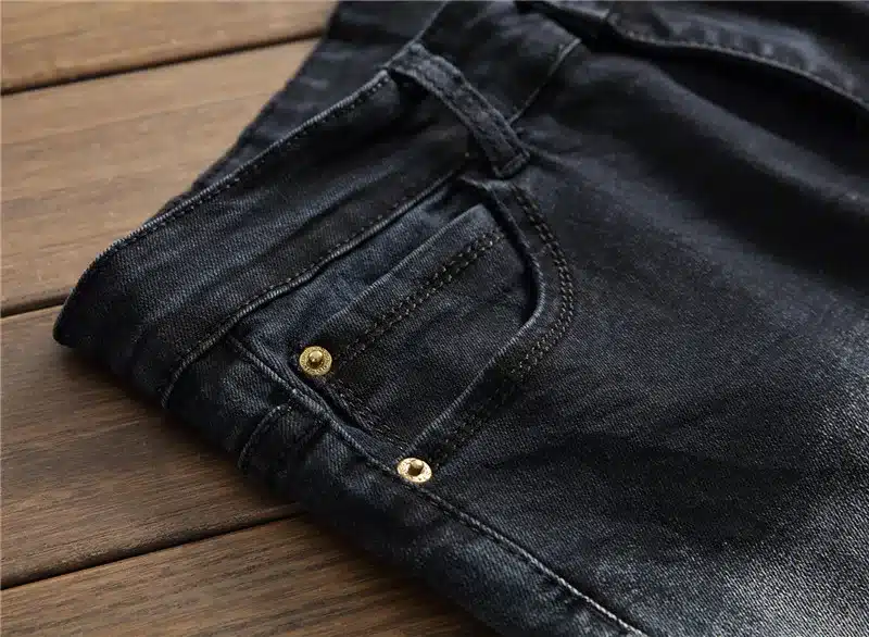 Biepa New Mens Biker Jeans Pants Knee Leather Patchwork Man Straight Motorcycle Denim Trousers Washed Fashion Design Size 29-38 9