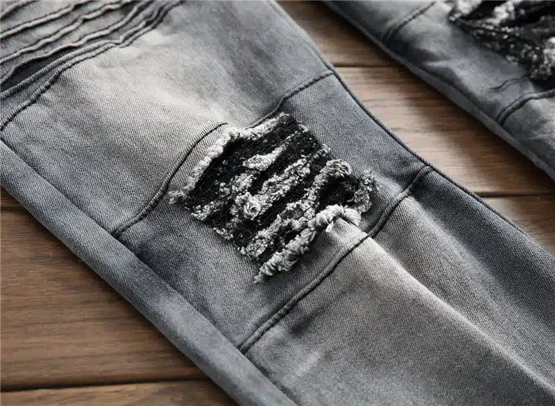 Biepa New Fashion Men's Ripped Motorcycle Denim Pants With Ankle Zipper Designer Distressed Biker Jeans Trousers Knee Holes 12