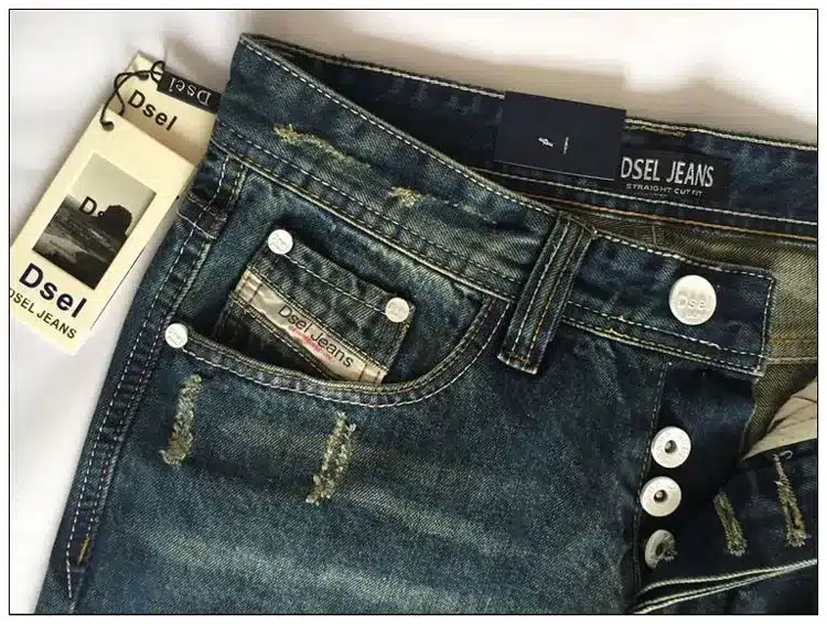 Famous Dsel Brand Fashion Designer Jeans Men Straight Dark Blue Color Printed Mens Jeans Ripped Jeans,100% Cotton 10
