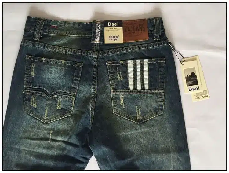 Famous Dsel Brand Fashion Designer Jeans Men Straight Dark Blue Color Printed Mens Jeans Ripped Jeans,100% Cotton 12
