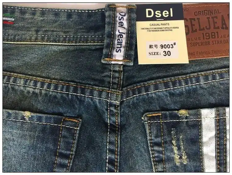 Famous Dsel Brand Fashion Designer Jeans Men Straight Dark Blue Color Printed Mens Jeans Ripped Jeans,100% Cotton 15