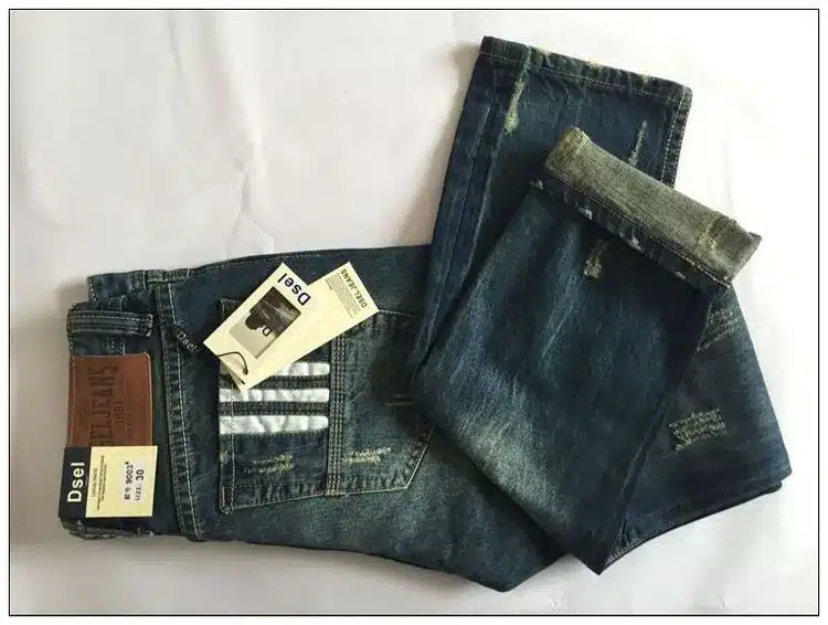 Famous Dsel Brand Fashion Designer Jeans Men Straight Dark Blue Color Printed Mens Jeans Ripped Jeans,100% Cotton 17
