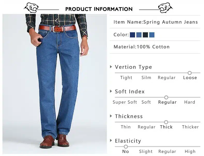 TIGER CASTLE Men Cotton Straight Classic Jeans Baggy Plus Size Spring Autumn Men's Denim Pants Straight Designer Trousers Male 10