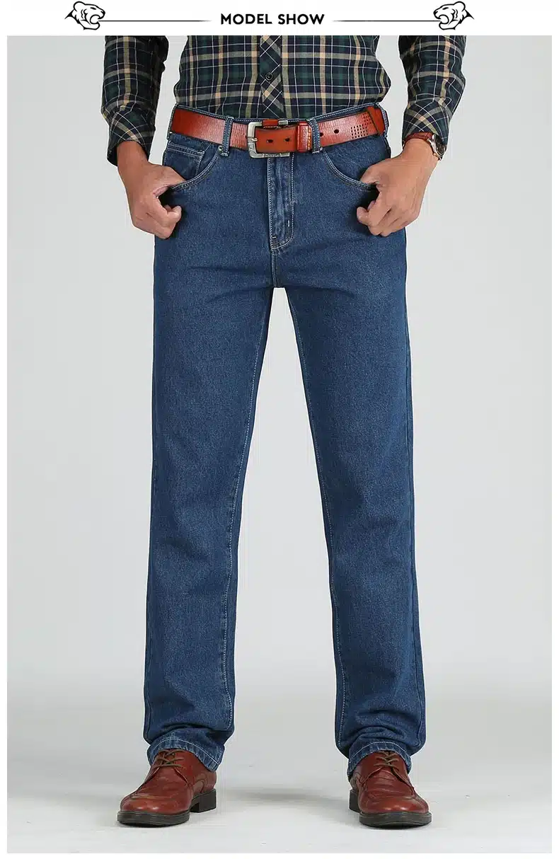 TIGER CASTLE Men Cotton Straight Classic Jeans Baggy Plus Size Spring Autumn Men's Denim Pants Straight Designer Trousers Male 13
