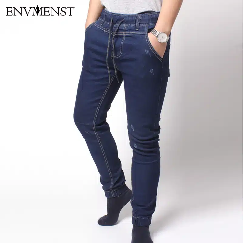 2017 Envmenst Brand Fashion Men's Harem Jeans Washed Feet Shinny Denim Pants Hip Hop Sportswear Elastic Waist Joggers Pants 10