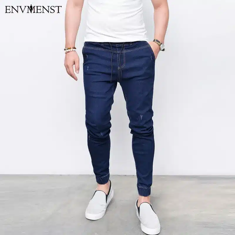 2017 Envmenst Brand Fashion Men's Harem Jeans Washed Feet Shinny Denim Pants Hip Hop Sportswear Elastic Waist Joggers Pants 15