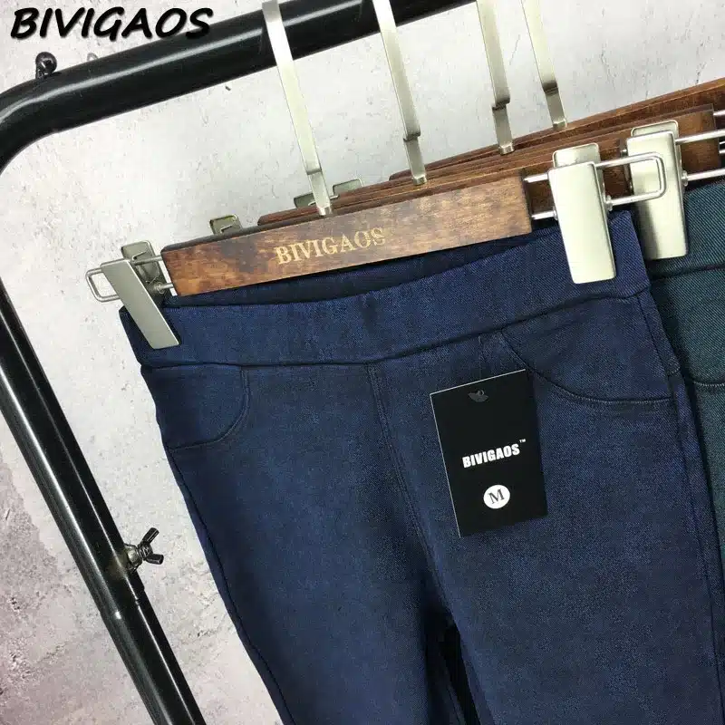 BIVIGAOS Women Jeans Leggings Casual Fashion Skinny Slim Washed Jeggings Thin High Elastic Denim Legging Pencil Pants For Women 46
