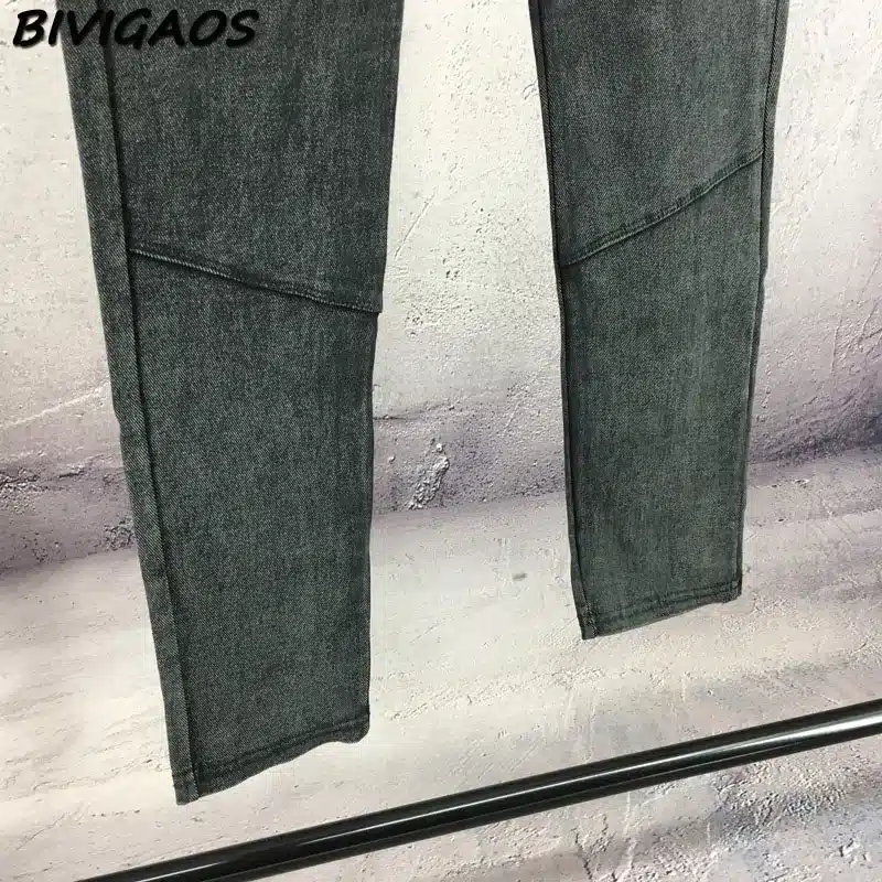 BIVIGAOS Women Jeans Leggings Casual Fashion Skinny Slim Washed Jeggings Thin High Elastic Denim Legging Pencil Pants For Women 48