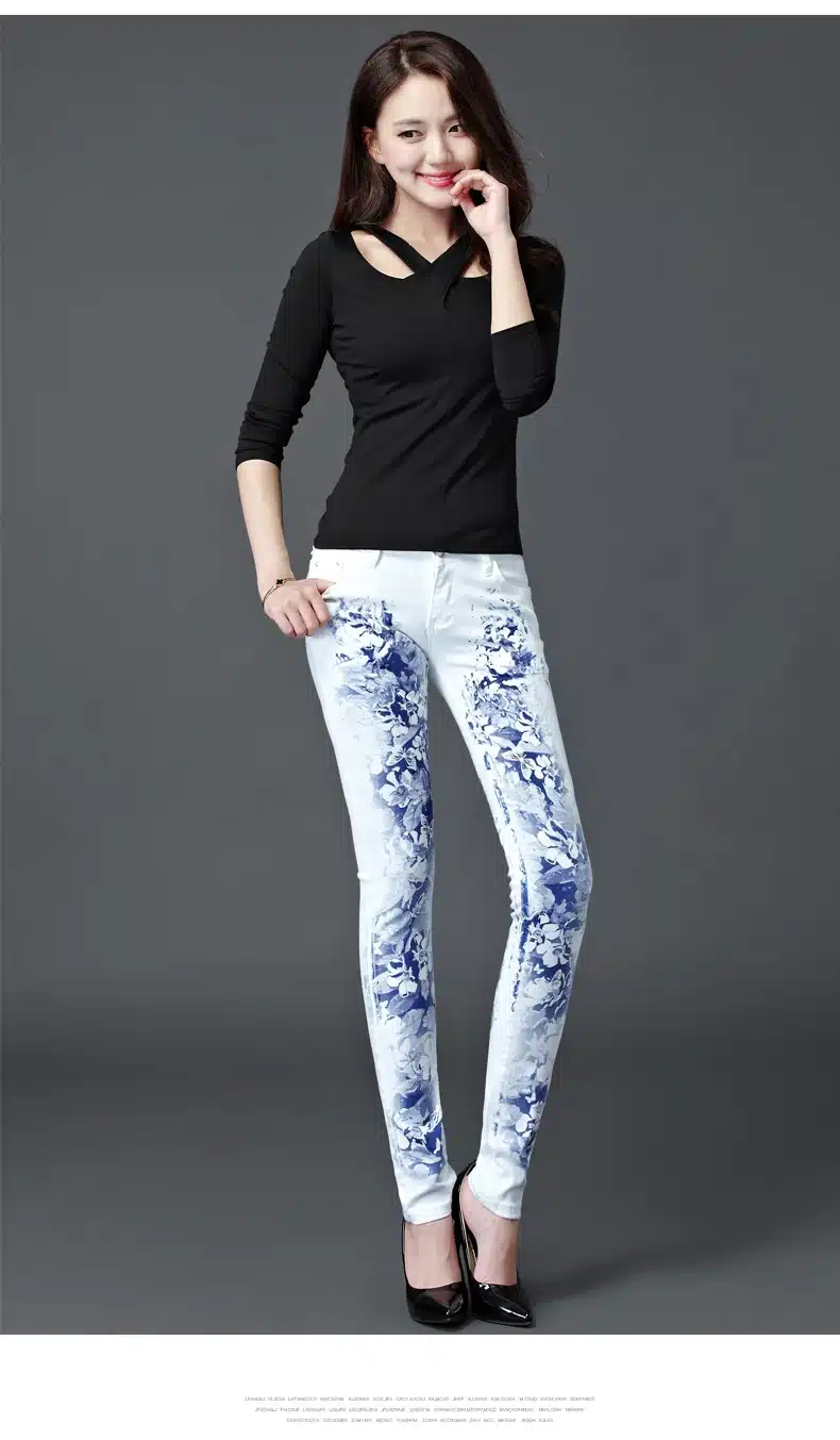 Dongdongta New Jeans Women Girls 2017 New Original Design Mid Waist White Color Full Length Fashion Skinny Pencil Pants Jeans 9