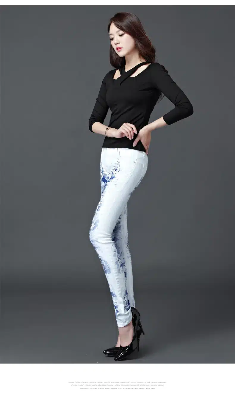 Dongdongta New Jeans Women Girls 2017 New Original Design Mid Waist White Color Full Length Fashion Skinny Pencil Pants Jeans 10