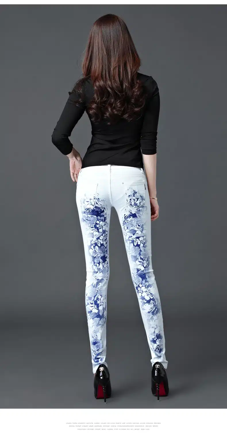 Dongdongta New Jeans Women Girls 2017 New Original Design Mid Waist White Color Full Length Fashion Skinny Pencil Pants Jeans 12