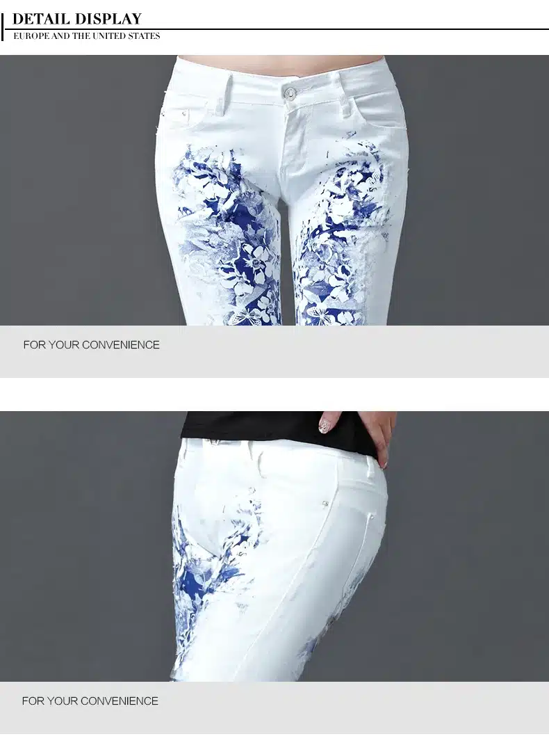 Dongdongta New Jeans Women Girls 2017 New Original Design Mid Waist White Color Full Length Fashion Skinny Pencil Pants Jeans 13