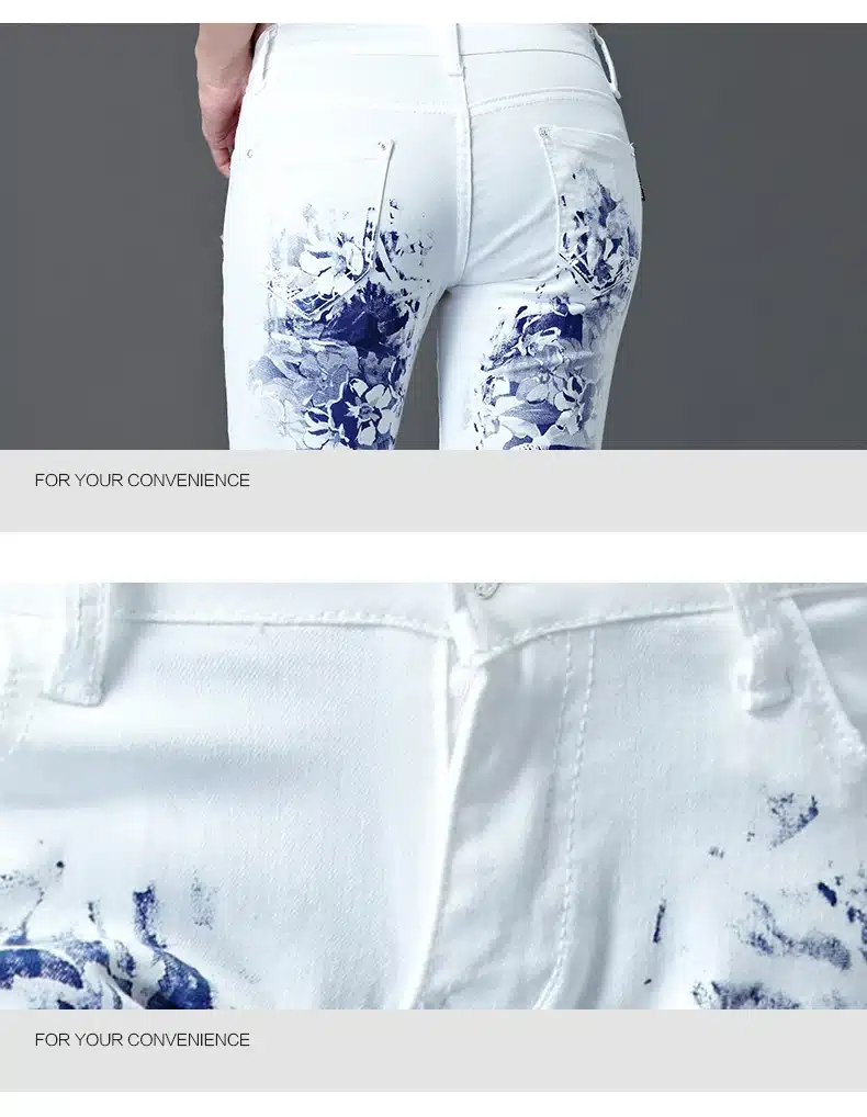 Dongdongta New Jeans Women Girls 2017 New Original Design Mid Waist White Color Full Length Fashion Skinny Pencil Pants Jeans 14