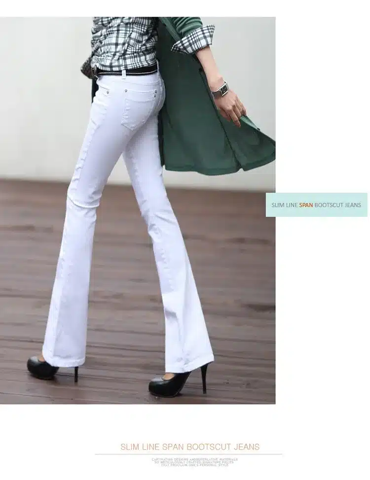 2017 Spring Autumn Flare Jeans Women OL Style Push Up Jeans Femme Skinny Women's Black White Jeans Fashion Bottom 12