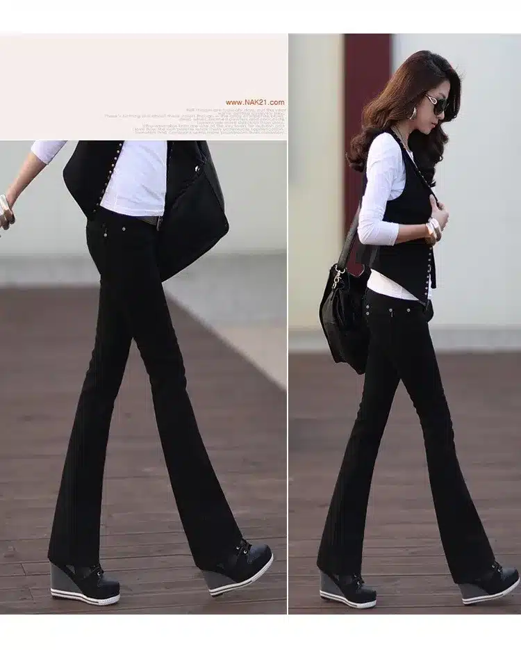 2017 Spring Autumn Flare Jeans Women OL Style Push Up Jeans Femme Skinny Women's Black White Jeans Fashion Bottom 14