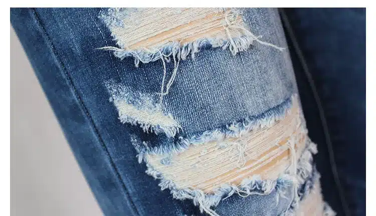 New 2016 Hot Fashion Ladies Cotton Denim Pants Blue Low Rise Skinny Distressed Washed Stretch Denim Jeans For Women Ripped Pants 17