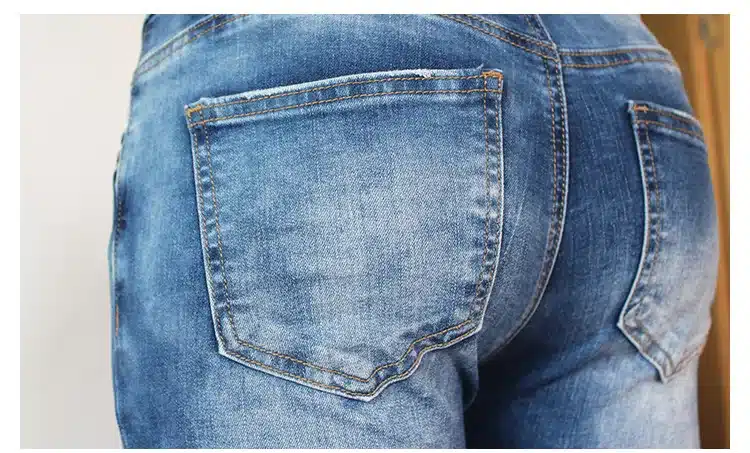 New 2016 Hot Fashion Ladies Cotton Denim Pants Blue Low Rise Skinny Distressed Washed Stretch Denim Jeans For Women Ripped Pants 19