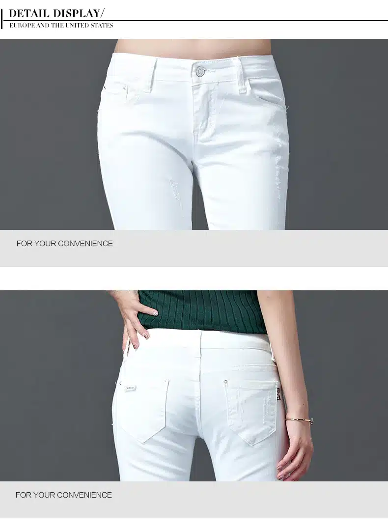 Dongdongta New Women 2017 Fashion Jeans Original Design Summer Skinny Mid Waist Full Length Pencil Pants Painted Washed Jeans 13