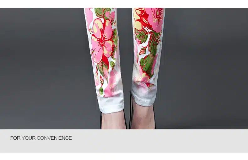 Dongdongta New Women 2017 Fashion Jeans Original Design Summer Skinny Mid Waist Full Length Pencil Pants Painted Washed Jeans 15