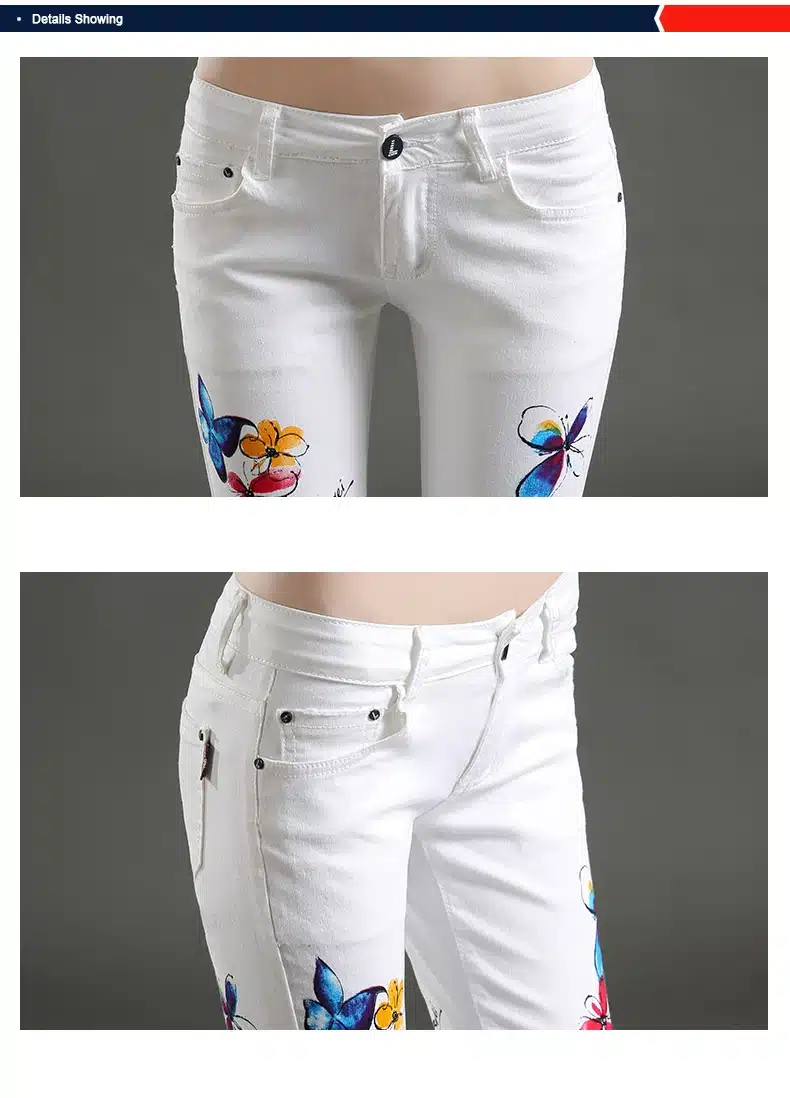 Dongdongta Young Women Girls 2017 New Jeans Pencil Pants Original Design Fashion Ankle-Length Pants Skinny Summer White Jeans 14