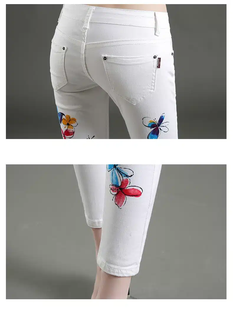 Dongdongta Young Women Girls 2017 New Jeans Pencil Pants Original Design Fashion Ankle-Length Pants Skinny Summer White Jeans 15