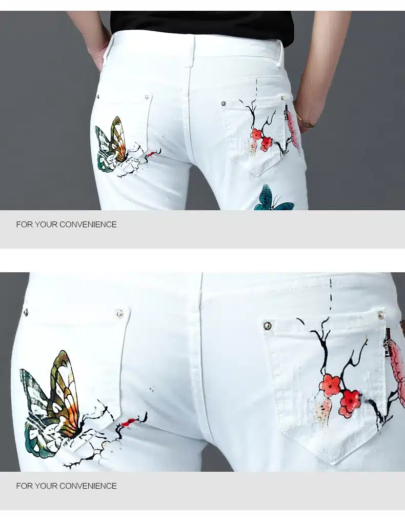 Dongdongta 2017 New Women Girl Jeans White Color Original Design Full Length Summer Mid Waist Fashion Skinny Pencil Pants Jeans 14