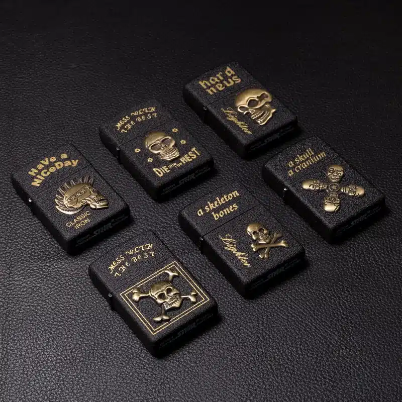 Universal Frosted lighters flints stone petrol matte oil lighters Men lighters Personal Retro Metal skull Cigarette lighters 1