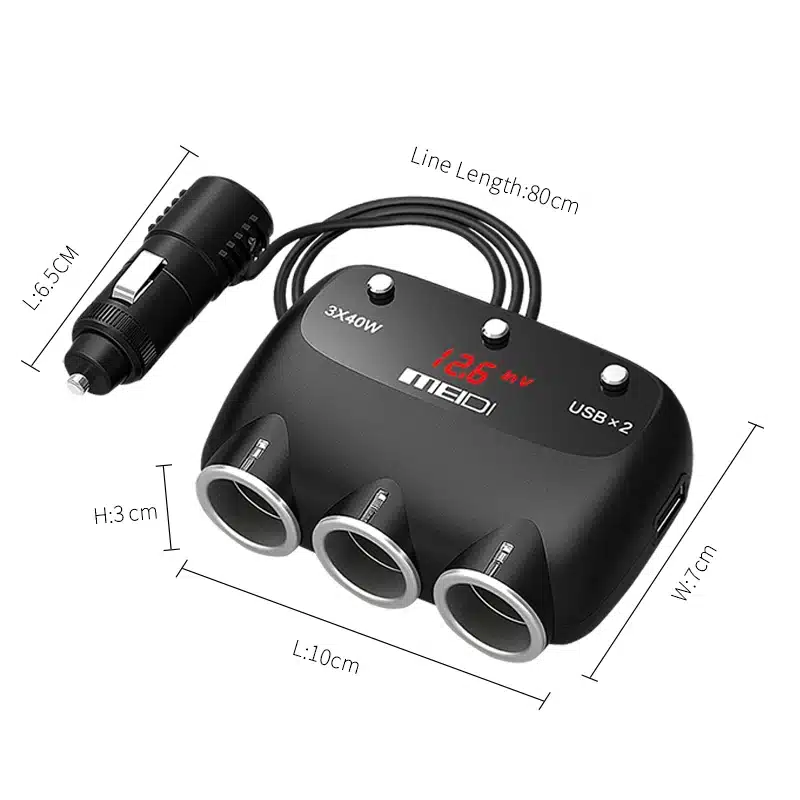 MEIDI Car Charger Cigarette Lighter 12V 120W Dual USB Car Charger Adapter Socket Splitter With Voltage LED Display for iPhone6 7 4