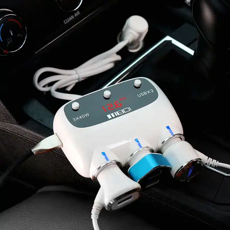 MEIDI Car Charger Cigarette Lighter 12V 120W Dual USB Car Charger Adapter Socket Splitter With Voltage LED Display for iPhone6 7 11