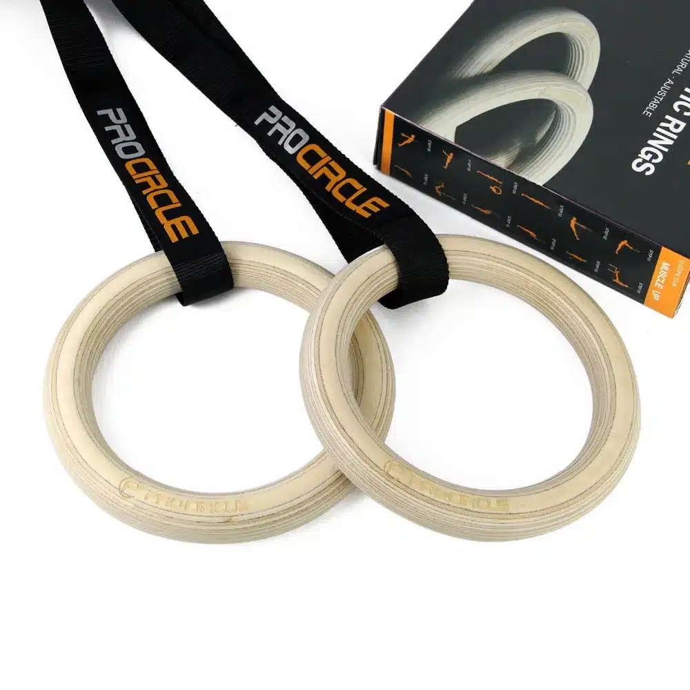 PROCIRCLE Wood Gymnastic Rings Gym Rings with Adjustable Long Buckles Straps Workout For Home Gym & Cross Fitness 14